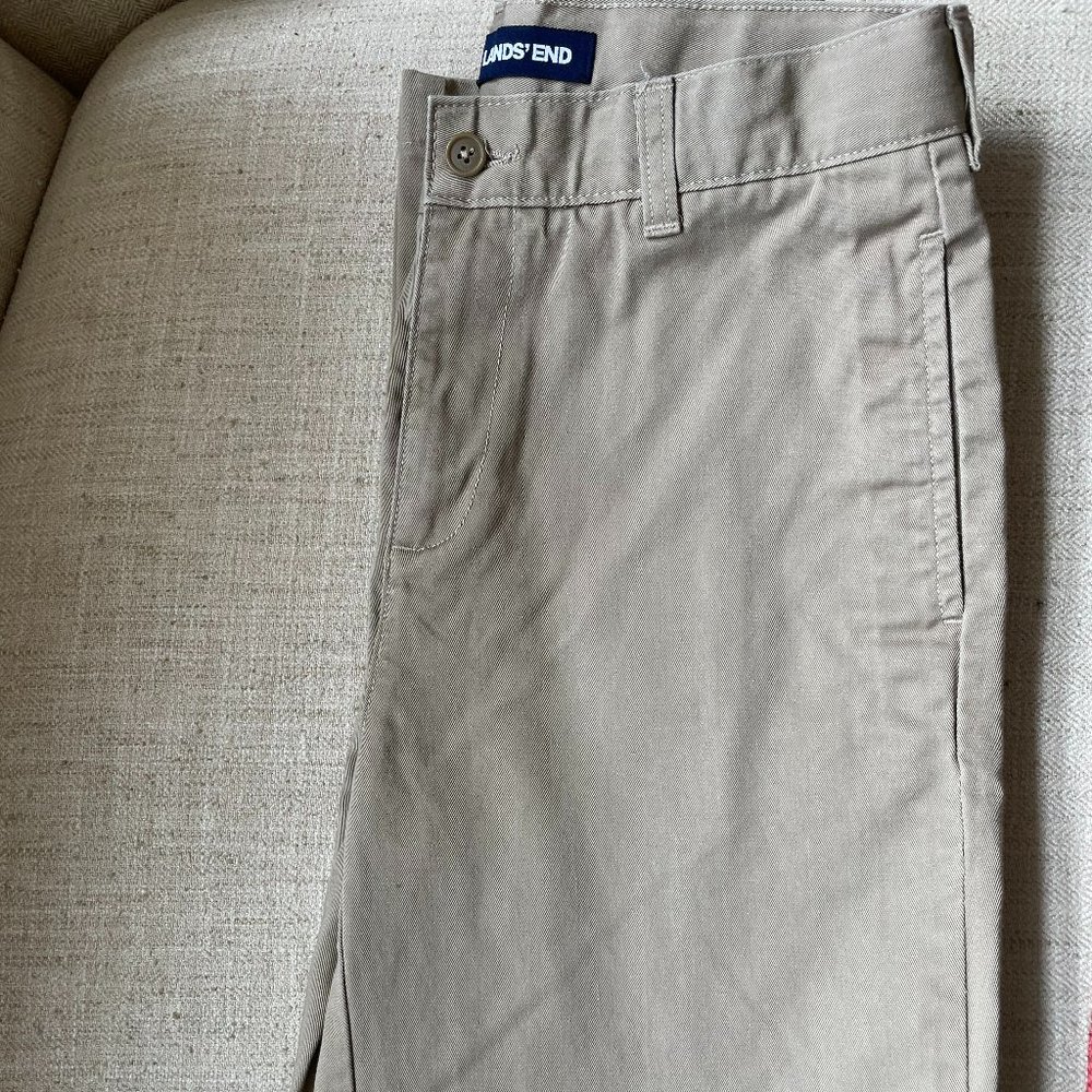 Boys Lands' End Size 16 Slim Iron Knee Khakis